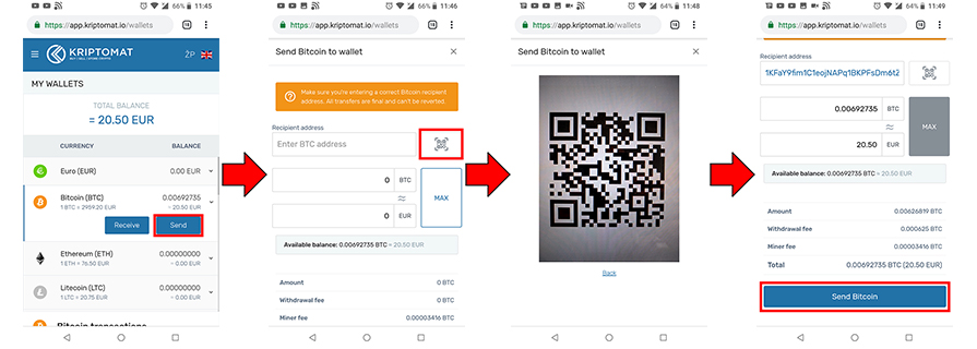 kriptomat how to send bitcoin