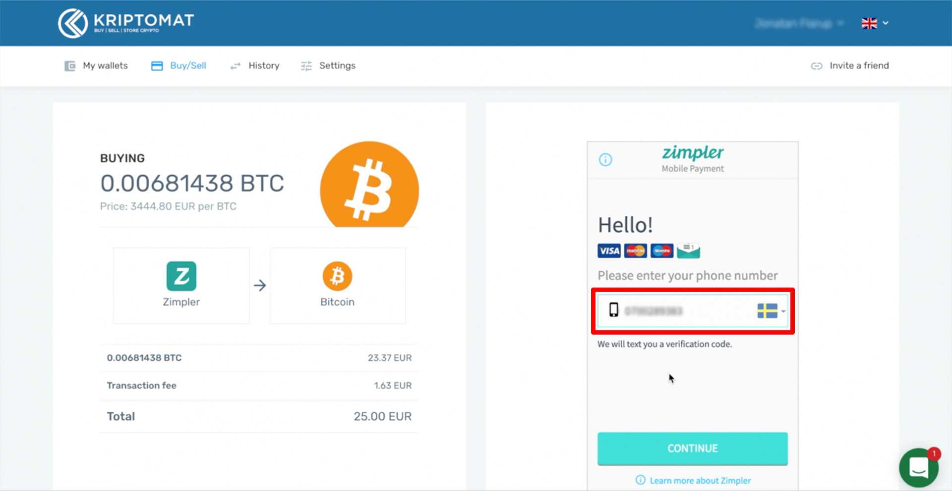 buy crypto with zimpler tutorial 6