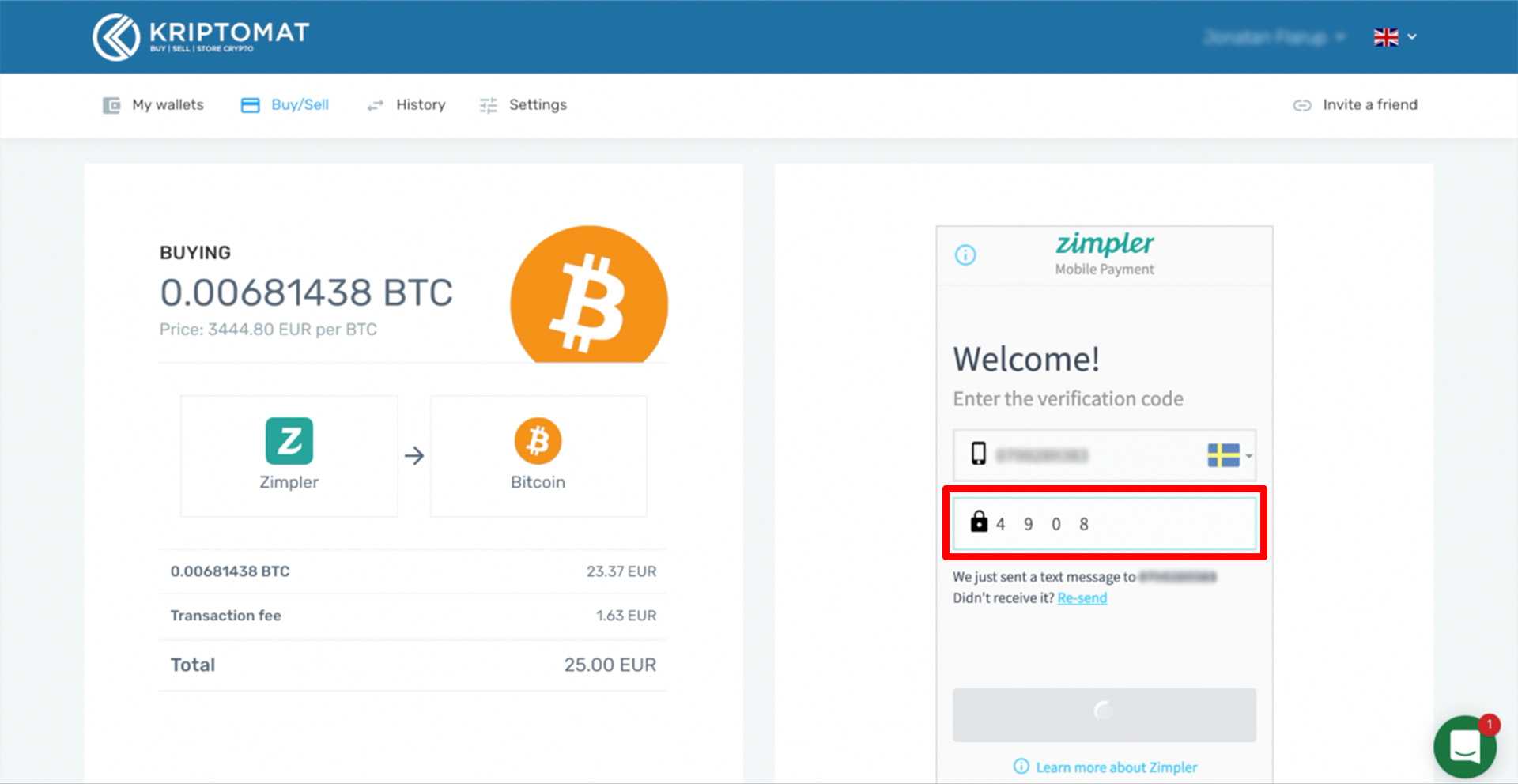 buy crypto with zimpler tutorial 7