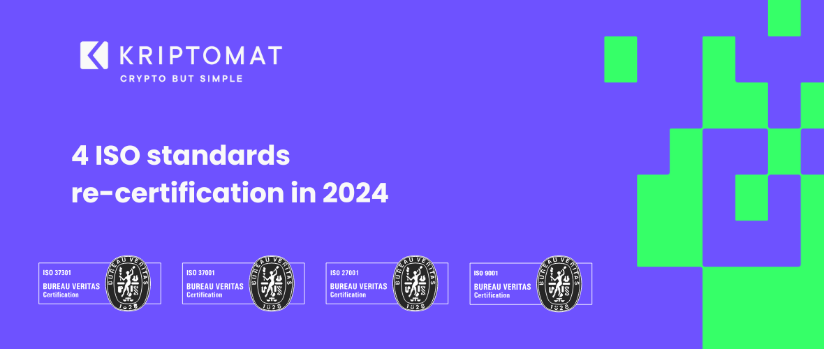 kriptomat passes re-certification for 4 iso standards, once again highlighting the company’s commitment to excellence